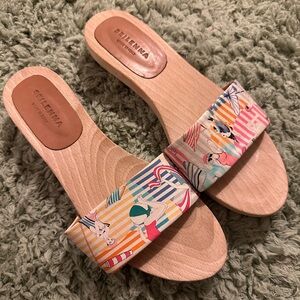 SEILENNA WOOD SOLE SLIDE SANDAL Mulitcolored Size 37